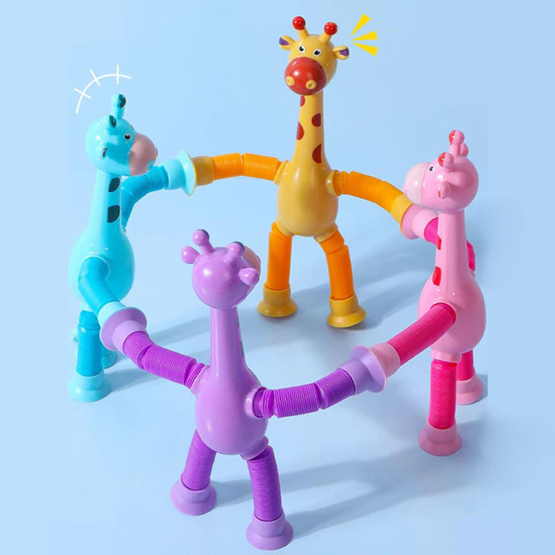 Kit com 4 GiraHappys - Girafas Fofas e Coloridas com Ventosa + Brinde Exclusivo