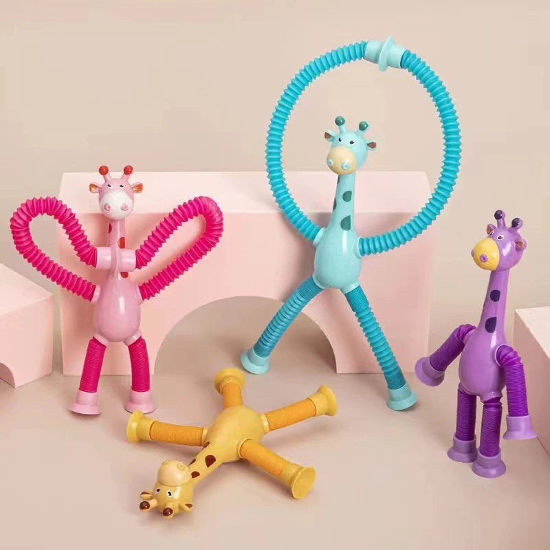 Kit com 4 GiraHappys - Girafas Fofas e Coloridas com Ventosa + Brinde Exclusivo